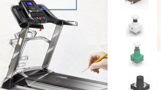 應用于：運動器材面板，主要普通6*6，12*12輕觸開關系列